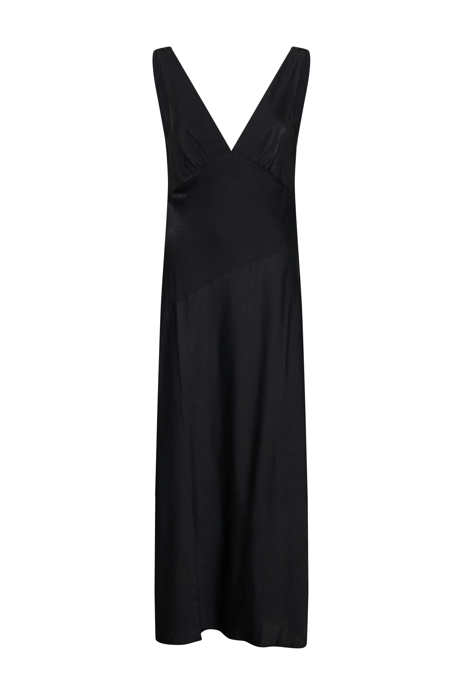 Nadia Maxi Satin Dress With Back Cowl - Black