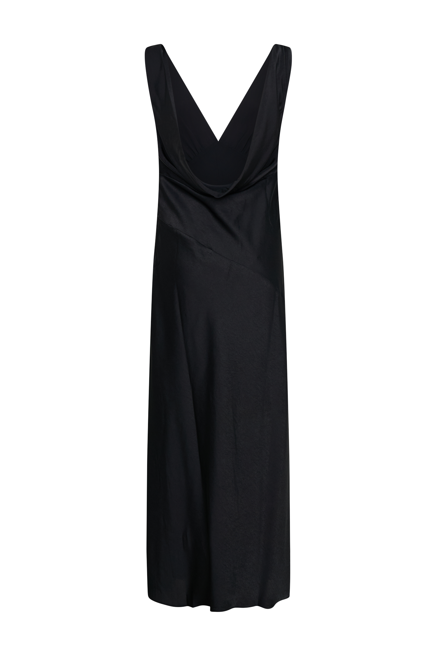 Nadia Maxi Satin Dress With Back Cowl - Black
